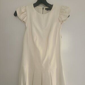 ALICE + OLIVIA Riss Puff Sleeve White Vegan Leather Mini Dress Size 0